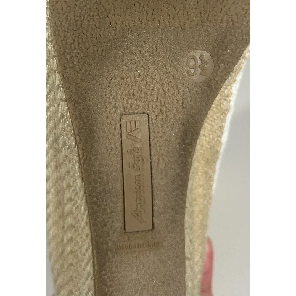 American Eagle Womens White Eyelet Lace Espadrille Low Wedge Shoes Size 9.5 AE‎